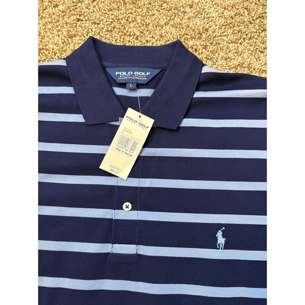 NWT Polo Golf Ralph Lauren Pima Cotton Striped Polo Shirt Preppy Men Size Large